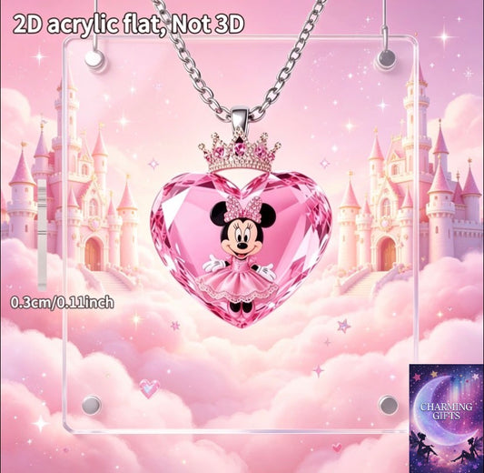 1pc Brand New Minnie Acrylic Keychain, Pink-Blue-Red Shimmering Stitch Pattern, Novelty Keychain, Holiday Gift Decorative Key Pendant, Valentine's Day, Birthday Easter Gift, 2D Flat Surface, High Quality