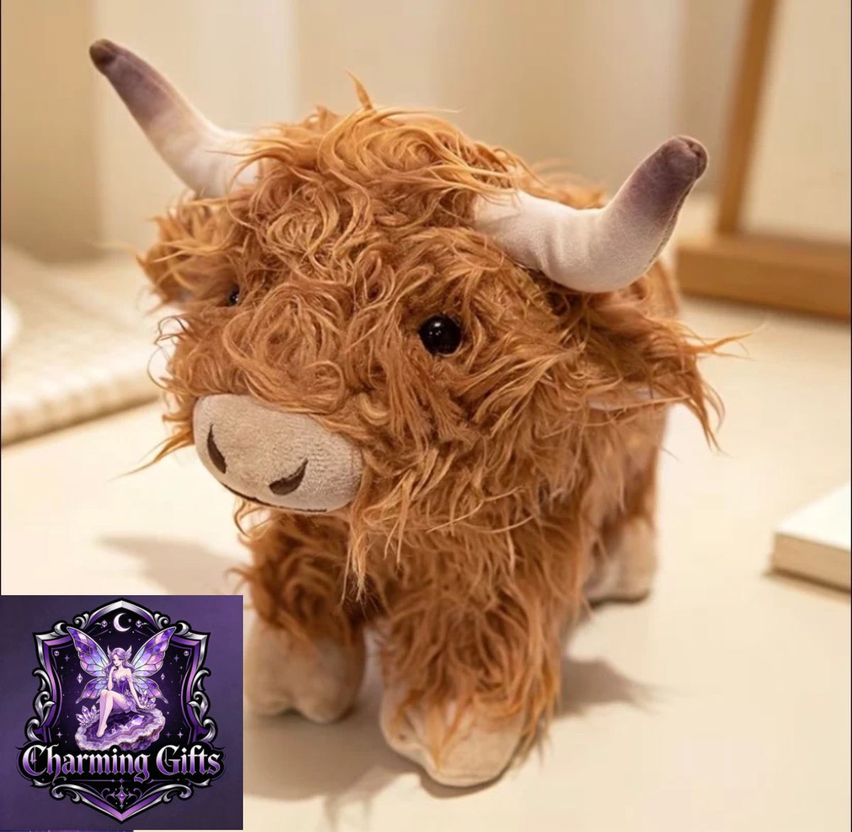 Standing Highland Cow Plush Toy Set, Soft Fluffy Scottish Cow Stuffed Animals, Adorable Farm Cow Plushies, Cuddly Gifts for Kids