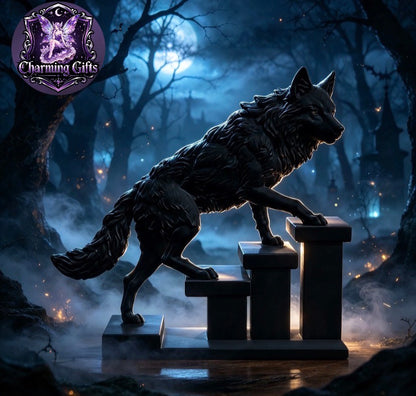 🐺 Gothic Wolf Ascent Statue — Strength • Mystery • Power 🖤