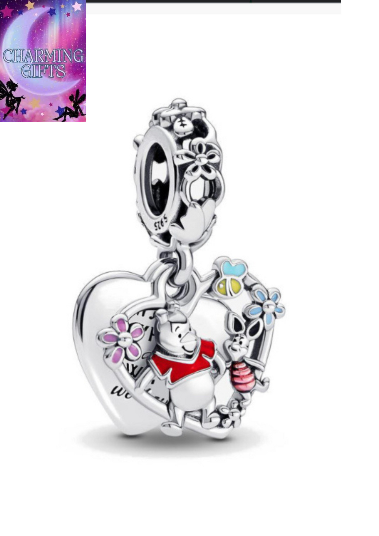 Winnie Pooh & Piglet Dangle sterling silver charm for pandora bracelet