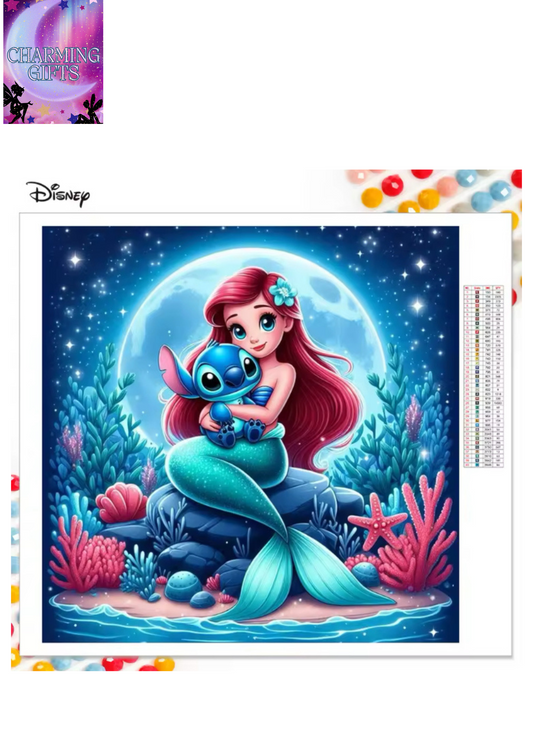 Disney Diamond Painting Mermaid Full Round AB Drill Embroidery Stitch Mosaic Picture Rhinestones New Arrival Handmade Hobby