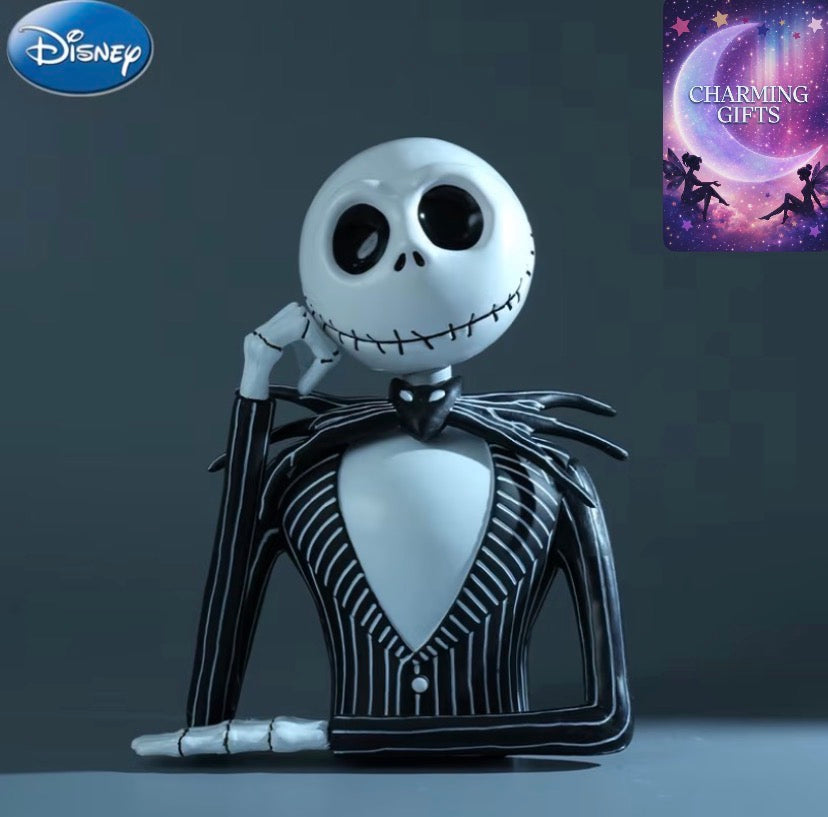 Disney Nightmare Before Christmas Jack or Sally Figurine - Officially Licensed Tim -Inspired PVC Money Box with Expressive Eyes, & Striped Suit & Red Cape