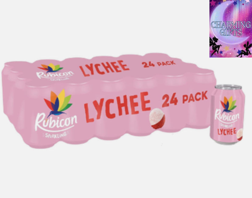 Rubicon Lychee Sparkling Drink 330ml Cans – Real Fruit Juice 24 pack