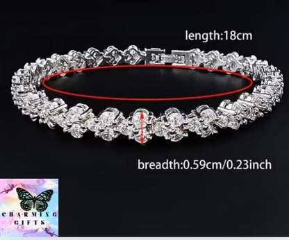 2024 New Luxury 18cm Silver Color Bracelet Bangle for Women Wedding Gift Jewelry Wholesale on Hand Love S5457