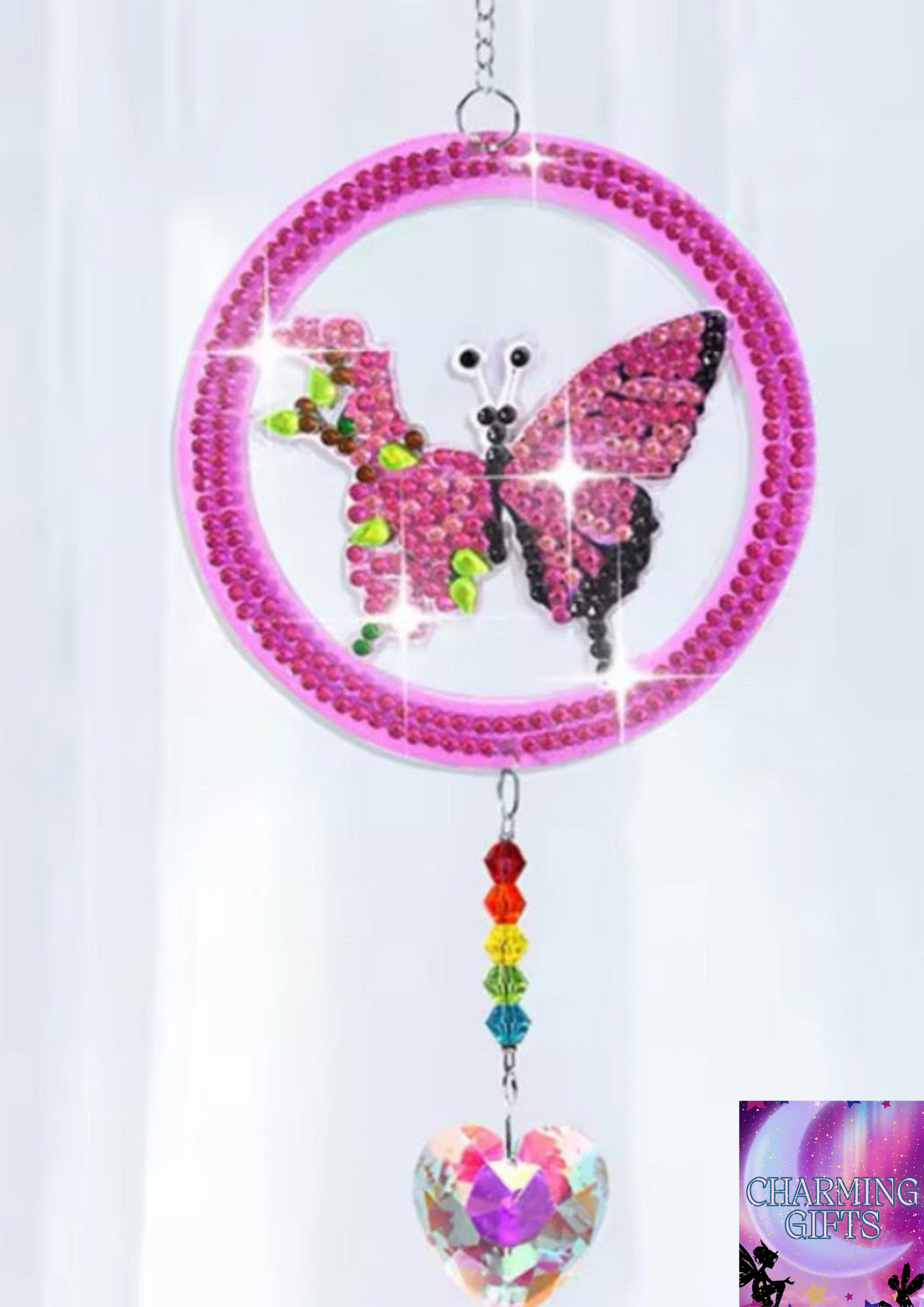 /Set DIY Butterfly Diamond Art Sun Catchers Double Sided Wind Chimes with Crystal Diamond Painting Sun Catchers for Adults