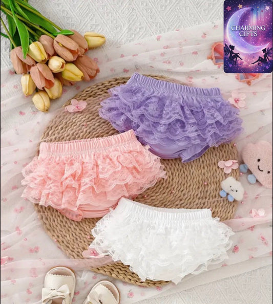 Baby Girl Three Piece Set Cute Solid Color Lace Triangle Leggings