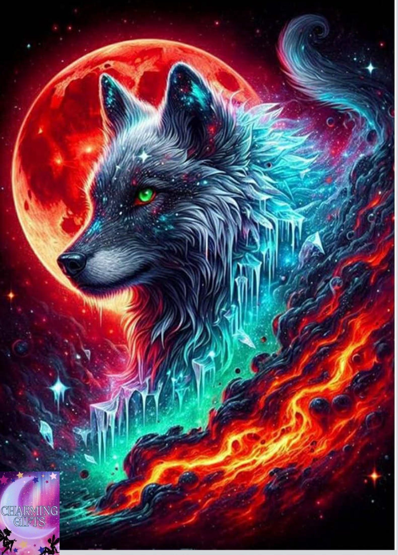 Diamond Painting Kits for Adults,Wolf 5D DIY Diamond Art Kit Full Drill Diamond Crystal Rhinestone Arts and Crafts Picture for Home Wall Decor 30x40cm