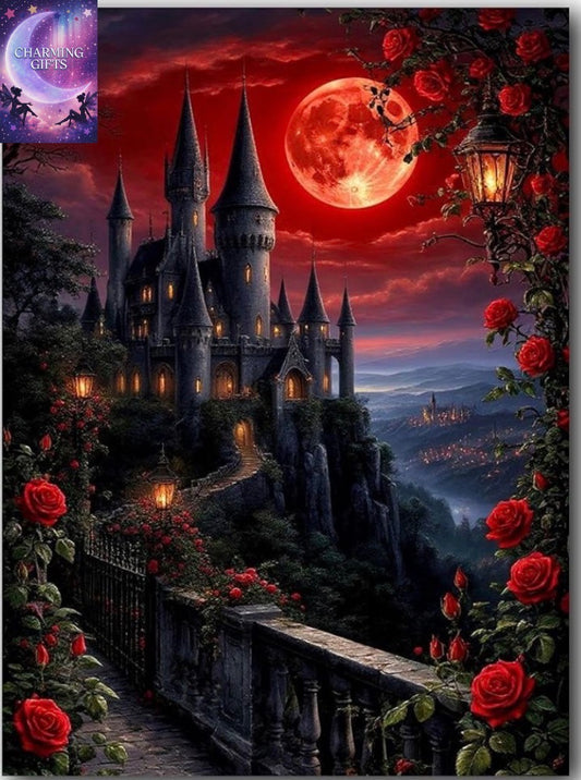 Rose Castle Diamond Art Kits for Adults,Diamond Painting Kits for Adults, Wall Home Decor Arts Craft 16x12 inch (355)