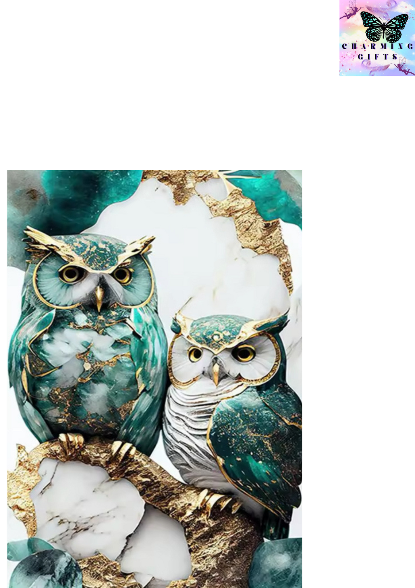 5D DIY Full Round Drill Diamond Painting Blue and White Owl Home Decor 30x40cm