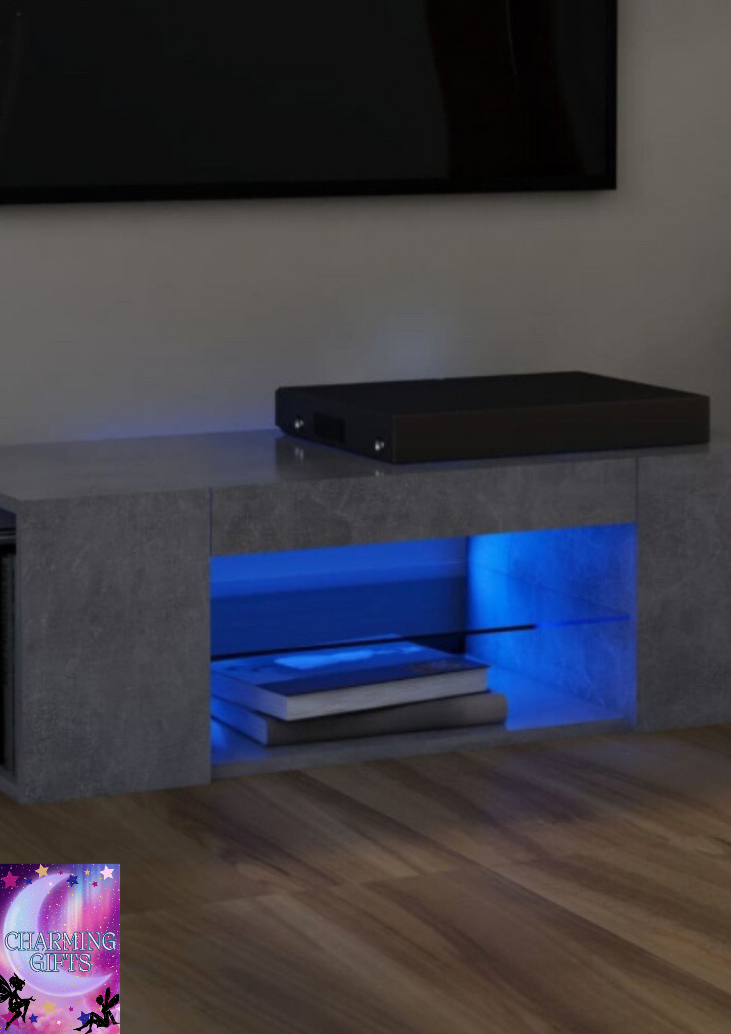 TV Cabinet with LED Lights Concrete Grey Hifi Stand Desk Living Room