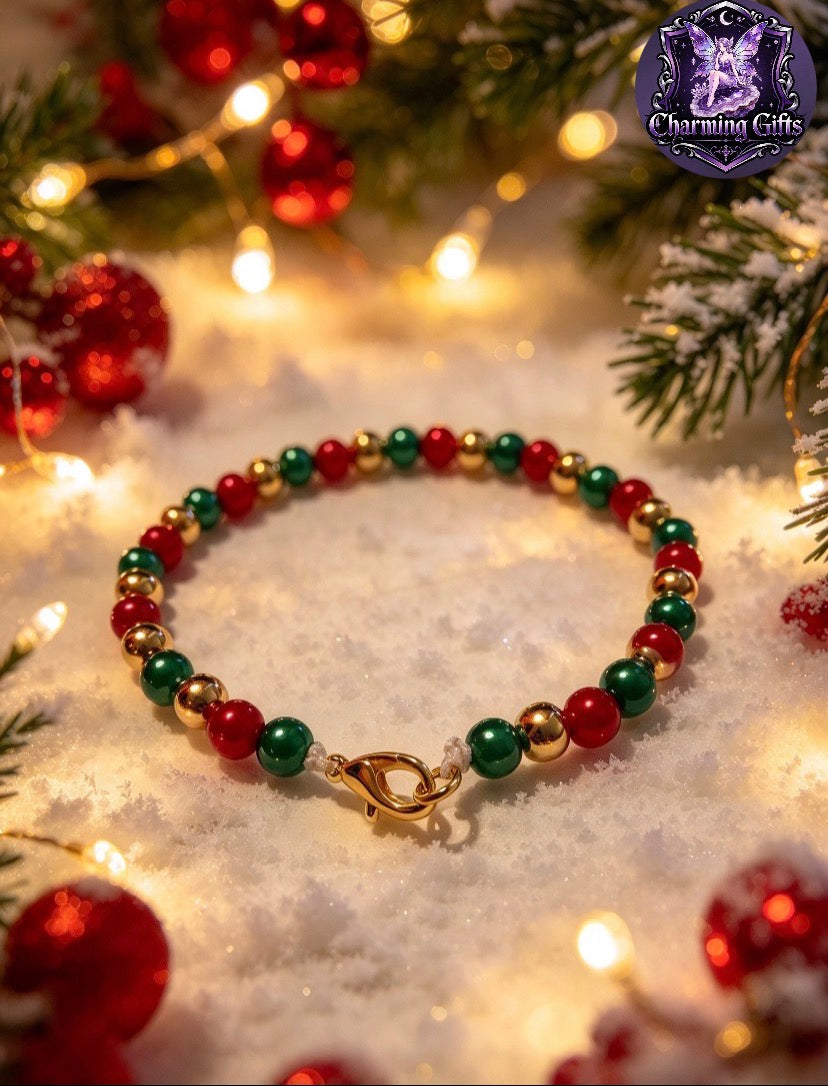 🎄 Festive Glow Handmade Bracelet ✨