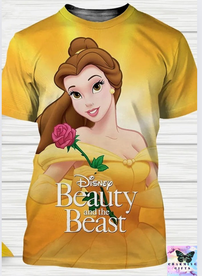 Belle  Beauty and The Beast Cartoon 3d T-Shirts Anime Streetwear Unisex