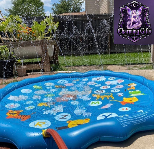 39.37-Inch/100Cm Water Sprinkler Mat Designed for Play, Featuring an A to Z Theme for Outdoor Summer Fun. This Inflatable Pool Toy Is Suitable for Boys And Girls Aged 3 And Up, Complete with Beach Balls