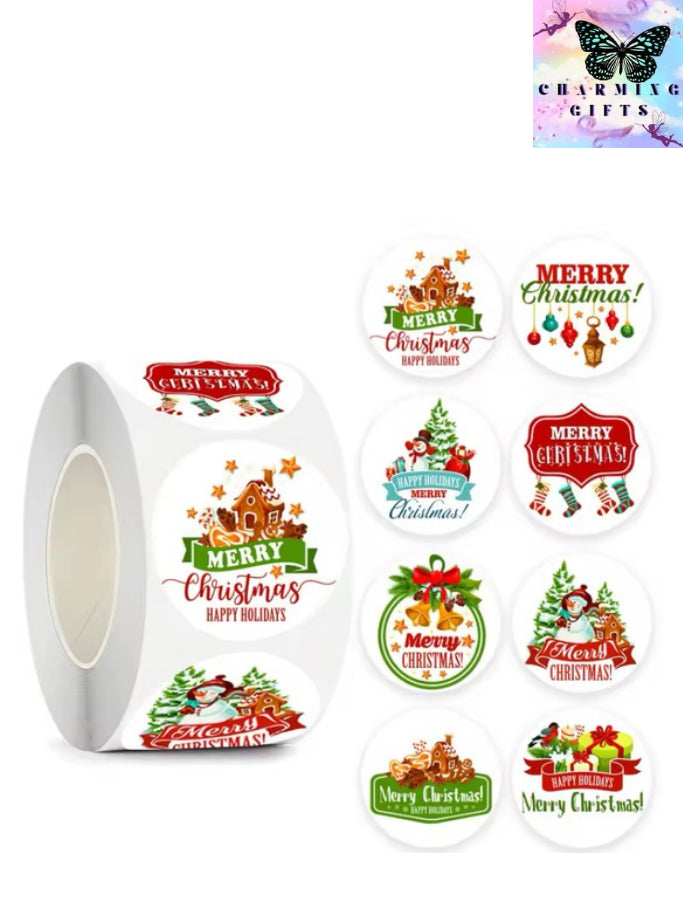 500pcs Merry Christmas Stickers Christmas Theme Seal Labels Stickers For DIY Gift Baking Package Envelope Stationery Decoration