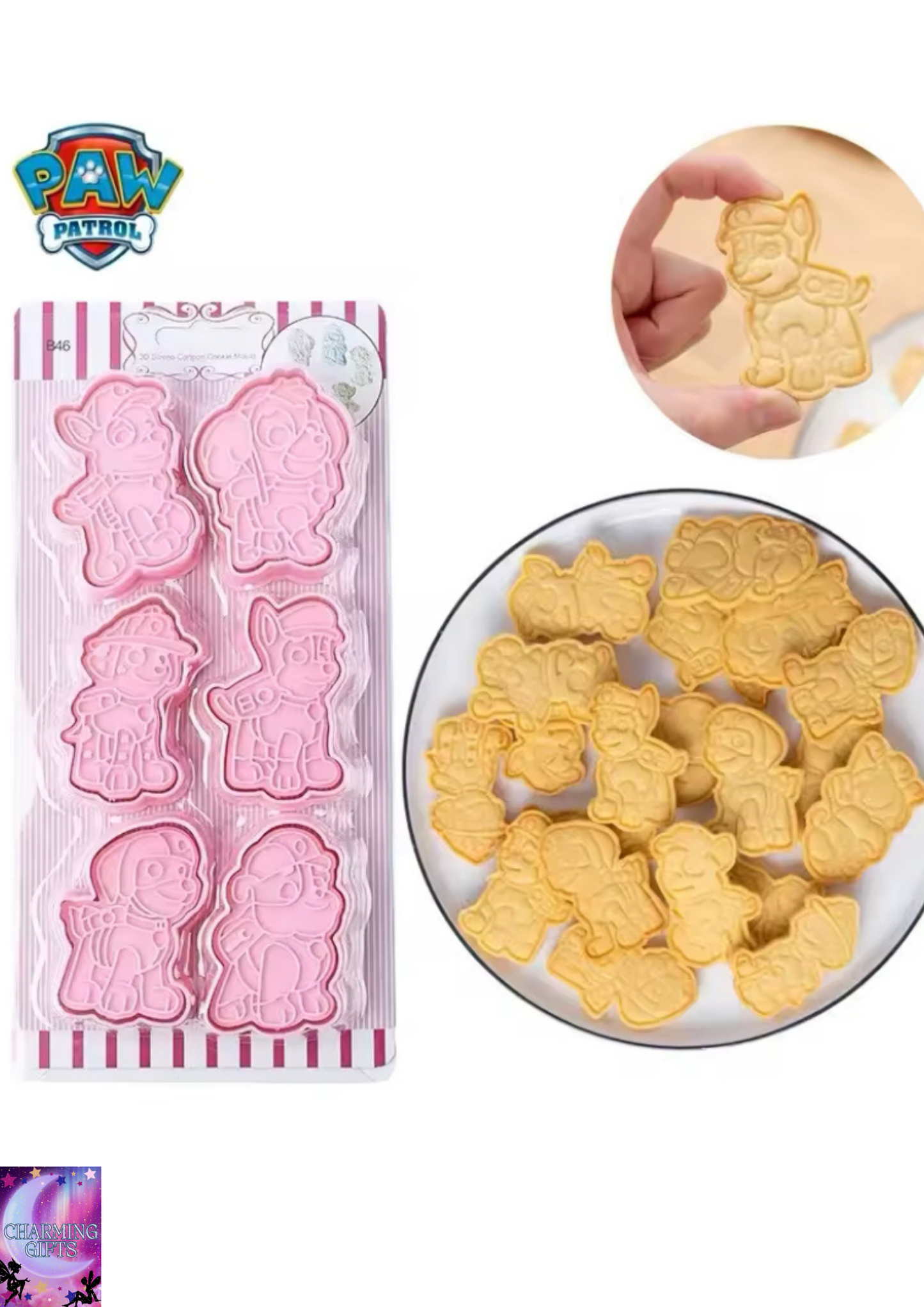 Paw Patrole Cookie Mould Plastic DIY Baking Tools Anime Figure Chas Frosting Crackers Press Mold Cutter Set Cartoon Cake Tooling
