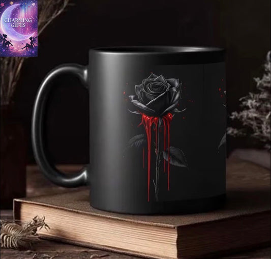 Sophisticated All-Black Rose Mug: A Classic Fusion of Elegance And Daring, Ceramic-Printed Unique Mug, Safe for Dishwasher Use Or Perfect As a Gift for Someone Else