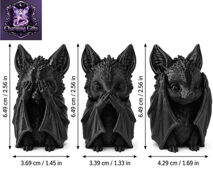 🦇🖤 SEE NO EVIL, SPEAK NO EVIL, HEAR NO EVIL — LITTLE BAT TRIO! 🖤🦇