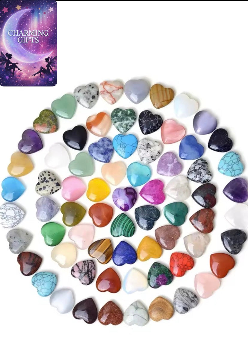 30PCS Heart Shape LOVE 20MM Natural Crystal Amethyst Agate Irregular Mineral Healing Stone Gravel Specimen Home Decoration