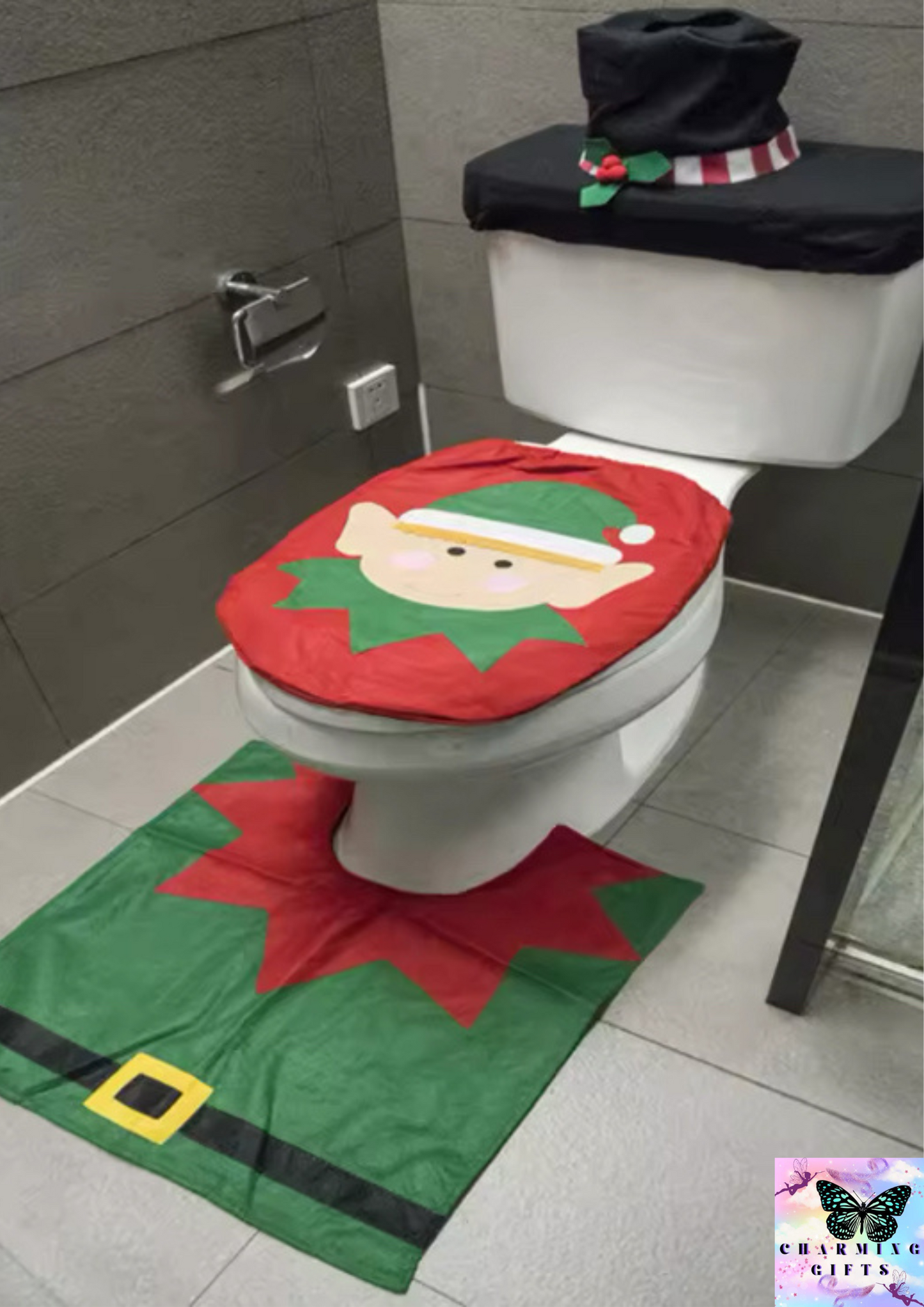 New Cute Christmas Toilet Seat Covers Creative Santa Claus Bathroom Mat Xmas Supplies for Home New Year Navidad Gift Decor 2024