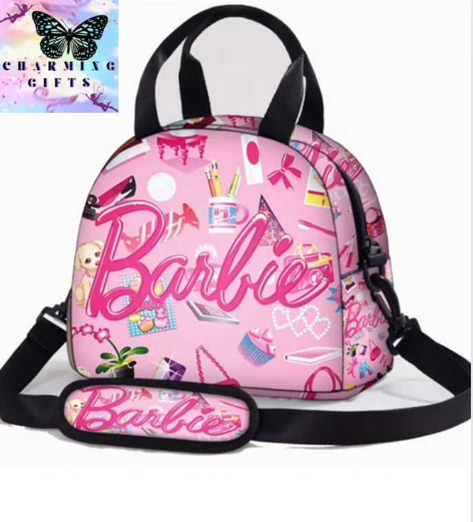 Cartoon Barbie Barbie Printed Children's Shoulder Lunch Bag Portable Cartoon Lunch Bag Cross-body Children's Gifts