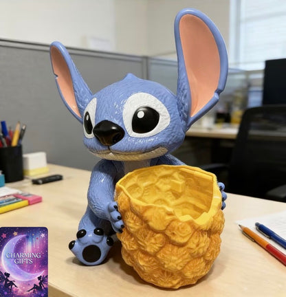 Disney Stitch Resin Pen Holder, Stitch Statue Crafts Popcorn Bucket Home Decoration Ornaments Flower Pot Storage Holiday Gifts Courtyard