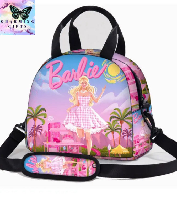 Cartoon Barbie Barbie Printed Children's Shoulder Lunch Bag Portable Cartoon Lunch Bag Cross-body Children's Gifts