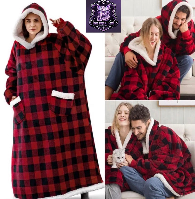 🧸 Oversized Wearable Blanket Hoodie — Ultra-Soft Flannel Comfort
