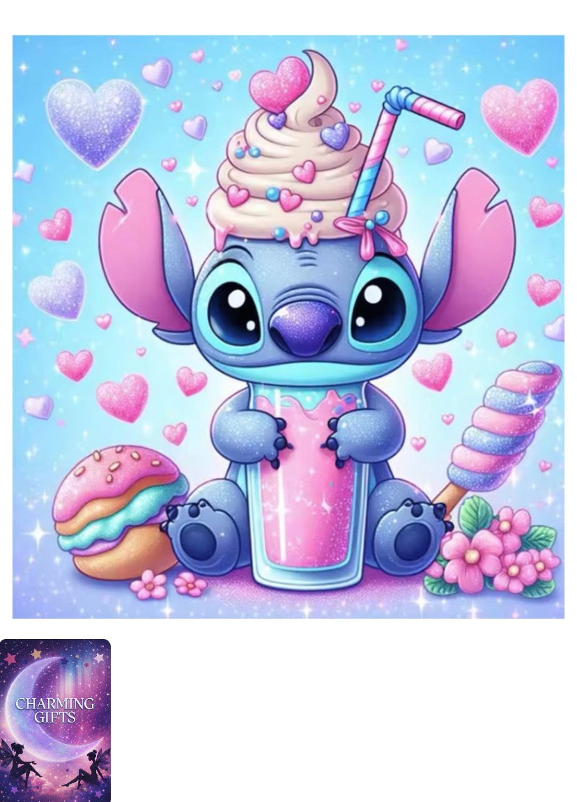 5D DIY Disney Stitch Diamond Painting Kit Ice Cream Love Cross Embroidery Handmade Diamond Mosaic Art Gift