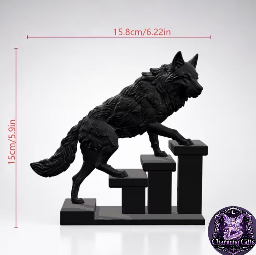 🐺 Gothic Wolf Ascent Statue — Strength • Mystery • Power 🖤