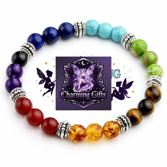 Reiki Blessed 7 Chakra Multicoloured Crystal Stones Bracelet