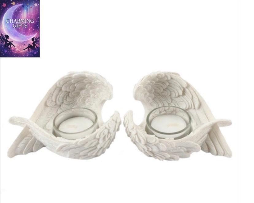 SET OF 2 WINGED CANDLE HOLDERS