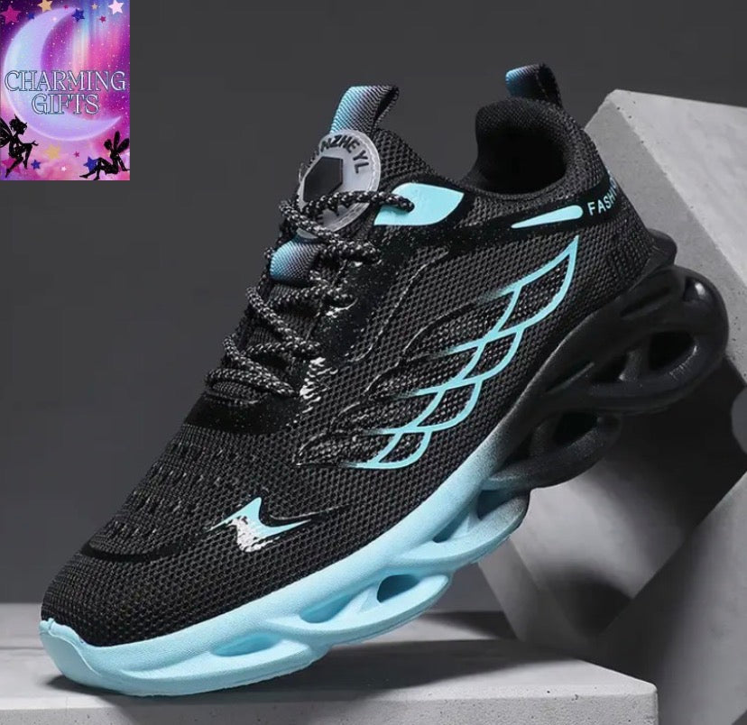 Men'S Lightweight Breathable Cross-Training Sneakers - Low-Top Gym Shoes with Cushioned EVA Sole for Running, Hiking, Training - Turquoise/Black Athletic Footwear - Lace-Up Closure for Secure Fit - Ideal for Everyday & Outdoor Activities, Gym Shoes, Hikin