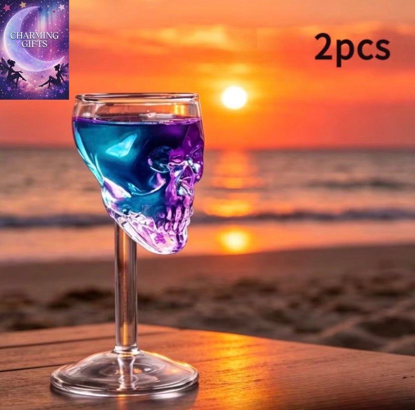 2pcs Skull-Shaped Borosilicate Glass Wine Glasses. Heat-Resistant And Cold-Resistant, Easy to Clean, Reusable. Suitable for Red Wine, Cocktails, Whisky. Perfect for Bars, Parties, Gatherings. The Atmosphere Is Extremely Immersive