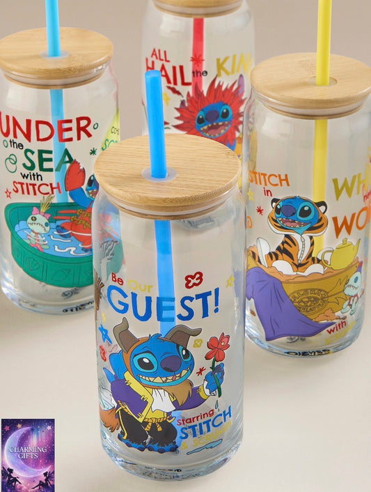 Stitch Under The Sea Tall Can Glass - Set of 4