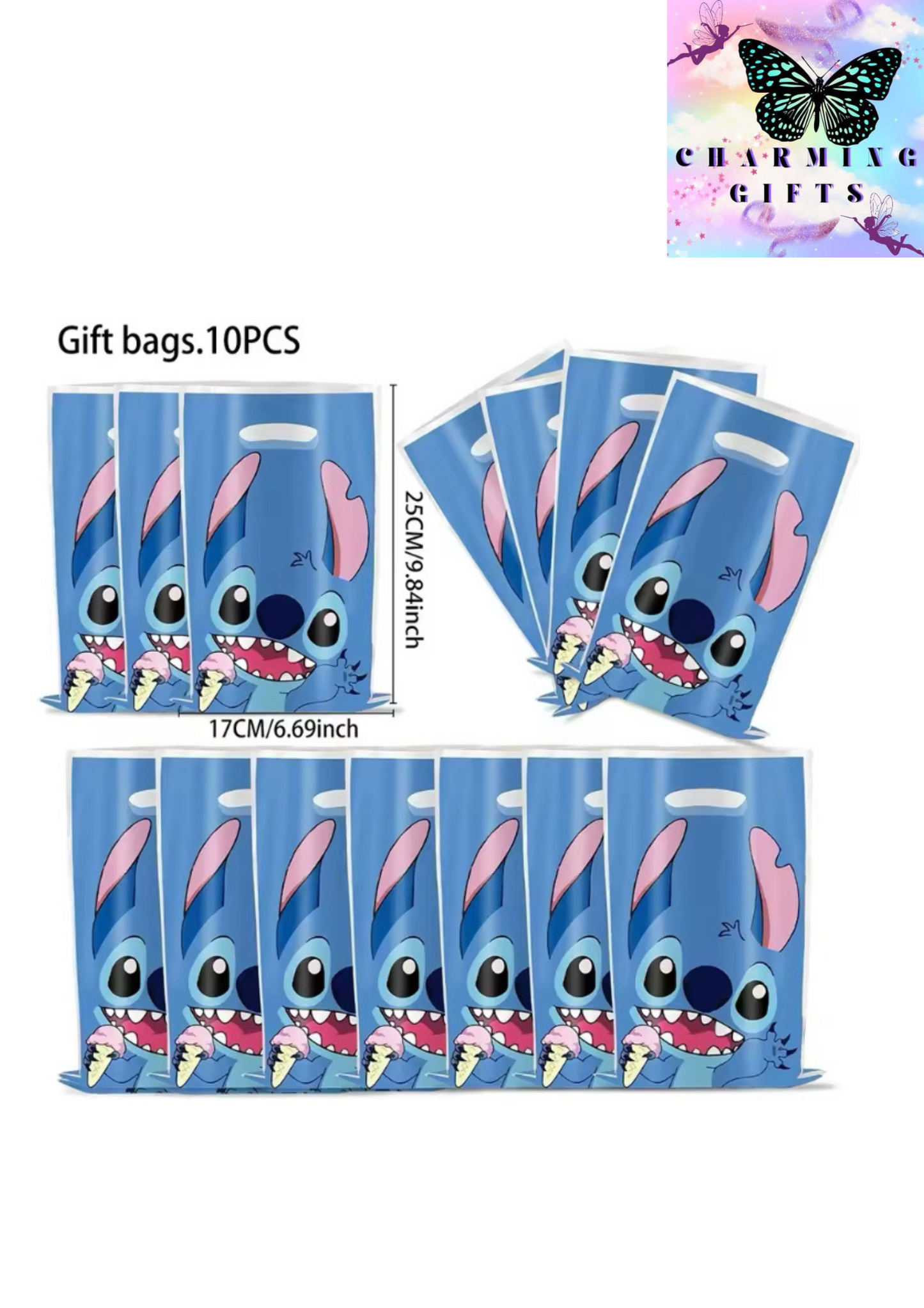 Disney Lilo&Stitch Party Gift Bags Kids Candy Treat Bag Party Blue Pink Stitch Angel Goodie Gift Bags For Kids Birthday Party