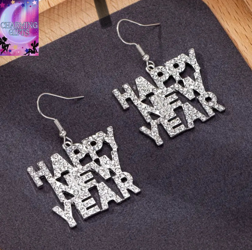 [A Pair Of Simple Earrings] Trendy Fashion Happy New Year Women's A Pair Of Simple Classic Letters Earrings