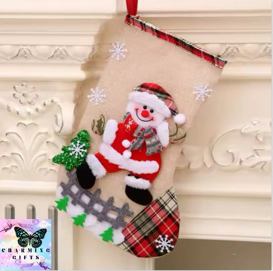 2024 New Year Christmas Stocking Sack Xmas Gifts Candy Bag Noel Christmas Decorations For Children Home Navidad Sock Tree Decor