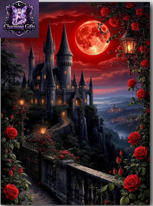 Rose Castle Diamond Art Kits for Adults,Diamond Painting Kits for Adults, Wall Home Decor Arts Craft 16x12 inch (355)