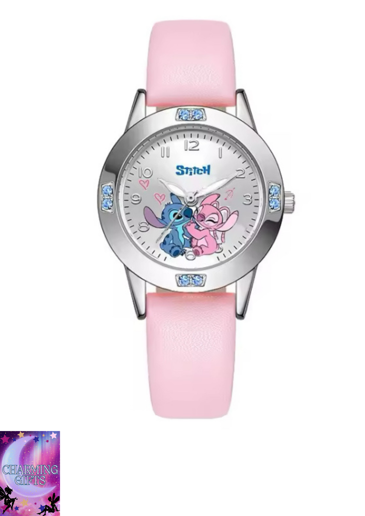 Disney Stitch Cartoon Ladies Girl Steel Belt Belt High Quality Diamond Set Quartz Watch Women's Watches Quartz Wristwatch