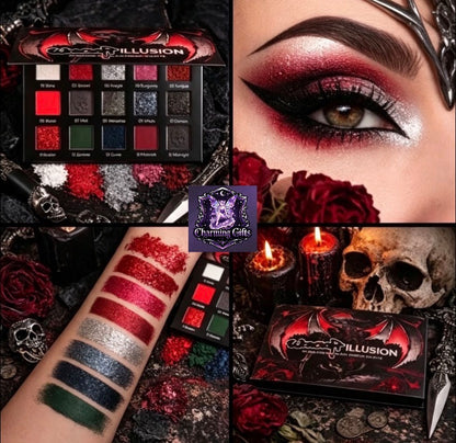 15 Colors Eyeshadow Palette, Highly Pigmented Matte And Shimmer Makeup Palette, Long-Lasting Blendable Eyeshadow Set, Gothic Dark Color Professional Eye Makeup for Party Halloween