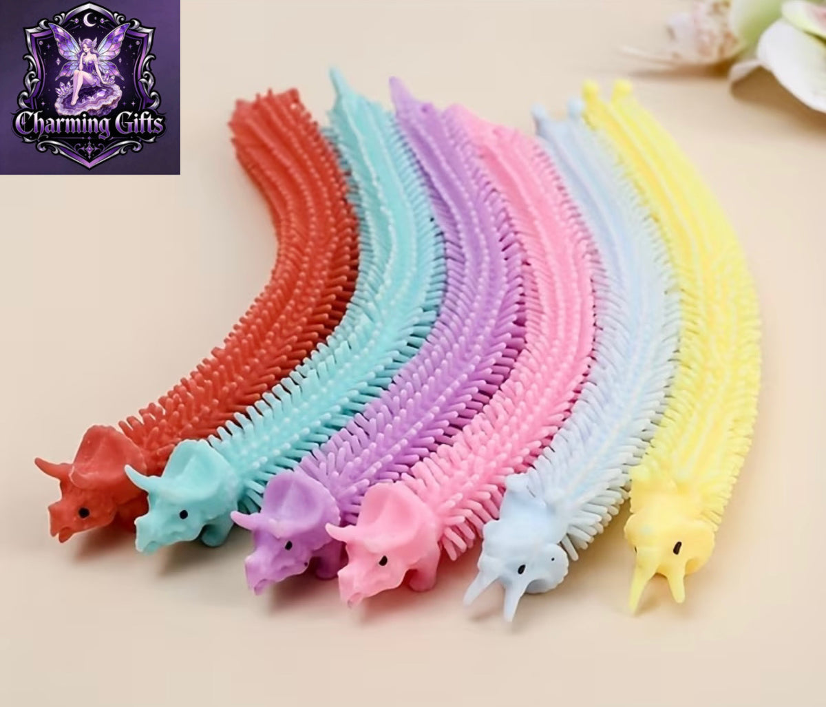 🦕✨ TRICERATOPS STRETCHY SENSORY WORMS ✨🦕