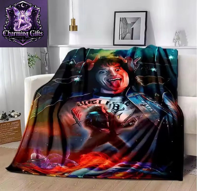 🎸 Eddie Munson Soft Flannel Throw Blanket