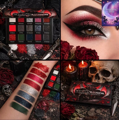 15 Colors Eyeshadow Palette, Highly Pigmented Matte And Shimmer Makeup Palette, Long-Lasting Blendable Eyeshadow Set, Gothic Dark Color Professional Eye Makeup for Party Halloween