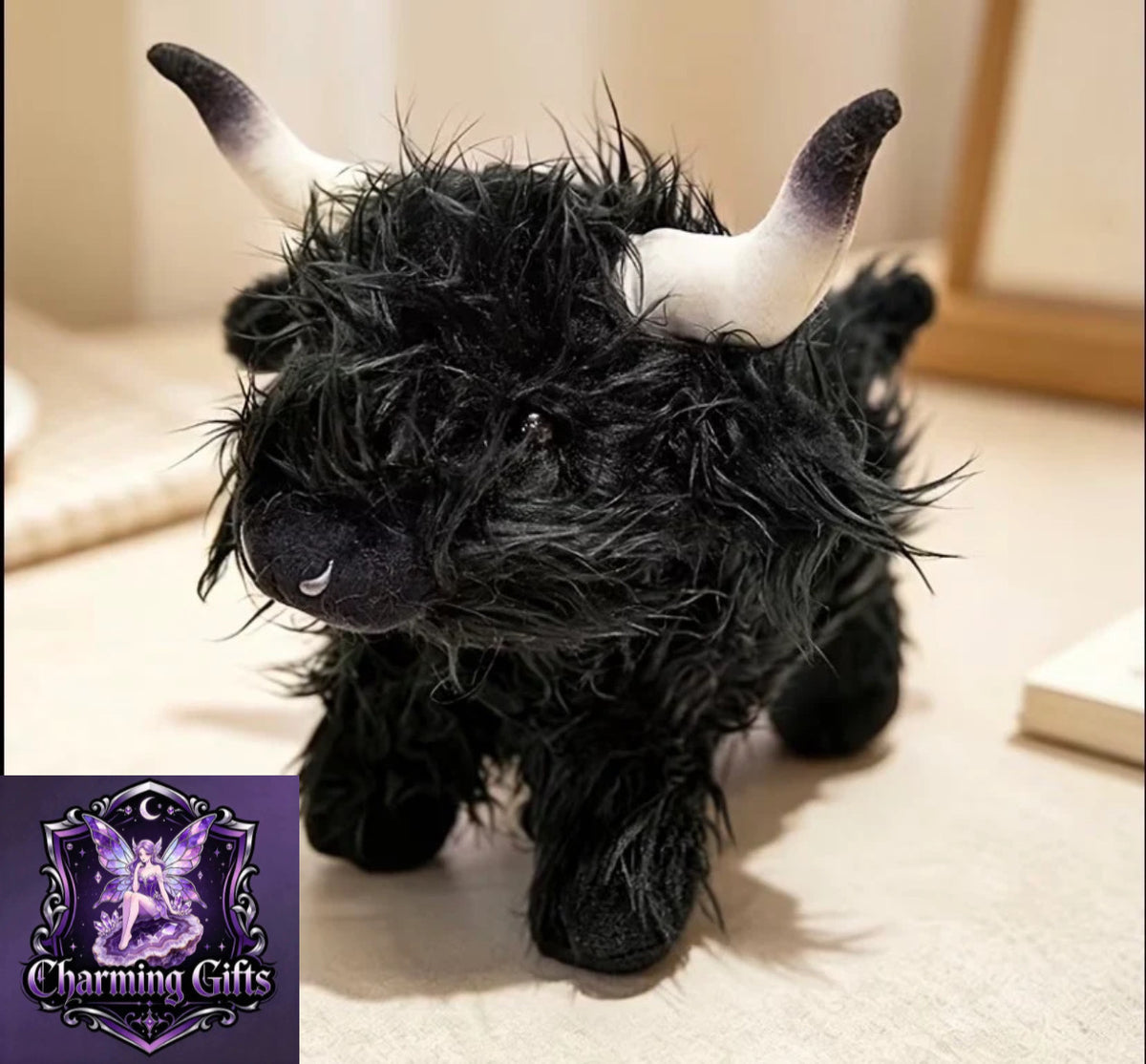 Standing Highland Cow Plush Toy Set, Soft Fluffy Scottish Cow Stuffed Animals, Adorable Farm Cow Plushies, Cuddly Gifts for Kids