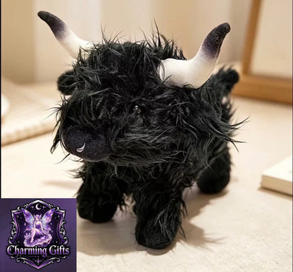 Standing Highland Cow Plush Toy Set, Soft Fluffy Scottish Cow Stuffed Animals, Adorable Farm Cow Plushies, Cuddly Gifts for Kids