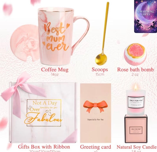 Elegant Pink Mug Gift Set, Gift for Mom On Birthday, Valentine's Day, Mother's Day And Christmas, Memorial Gift for Mom, Friends, Sisters, Add to Her Birthday, Valentine's Day, Mother's Day And Christmas Special Surprise.-Mixed Drinkware Sets