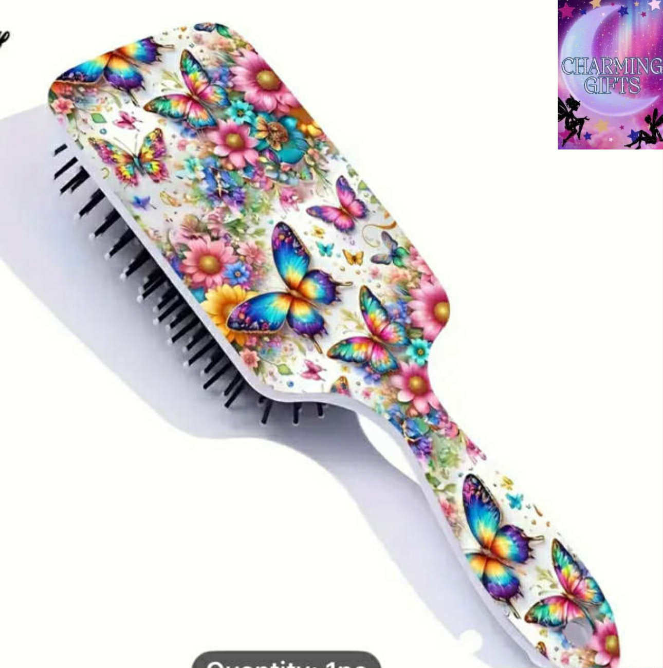 1pc Colorful Butterflies & Flowers Hair Brush with ABS Plastic Handle - Stylish Comb for Women, Men | Versatile for Wet & Dry Hair | Kawaii Hairdressing Comb with Vibrant Butterfly Design, Hairdressing Comb | Playful Design | Durable Hair Comb, Hair Brush