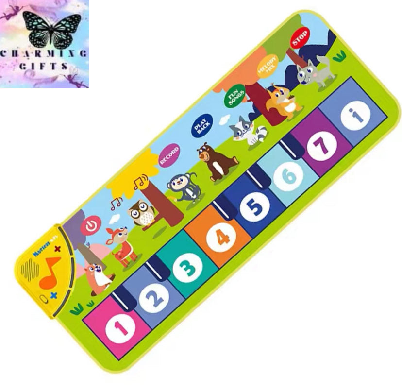 Coolplay 110x36cm Musical Piano Mat for Kids Toddlers Floor Keyboard Dance Mat with 8 Animal Sounds Baby Mat Educational Toys