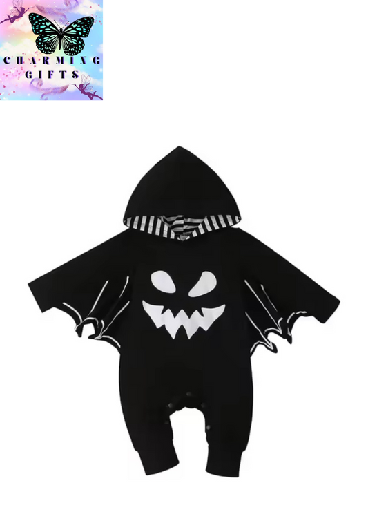 Baby's First Halloween Costume Black Bat Romper Jumpsuit&Hat Infant Boys Girls Purim Party Carnival Fancy Dress Cosplay Outfits