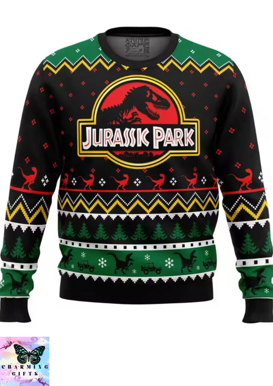 Ethics of Cloning Jurassic Park Ugly Christmas Clothing Gift Santa Claus Pullover Men 3D Autumn And Winter Sweatshirt